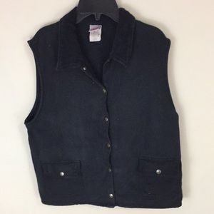 Vintage GW Black Snap Vest Made in USA Size Large